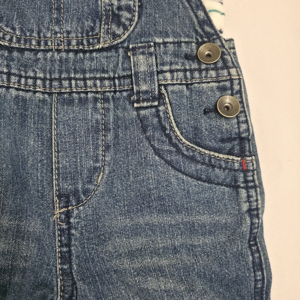 Vintage OshKosh Genuine Baby Denim Overalls Set 3M Blue Jean Infant Classic USA